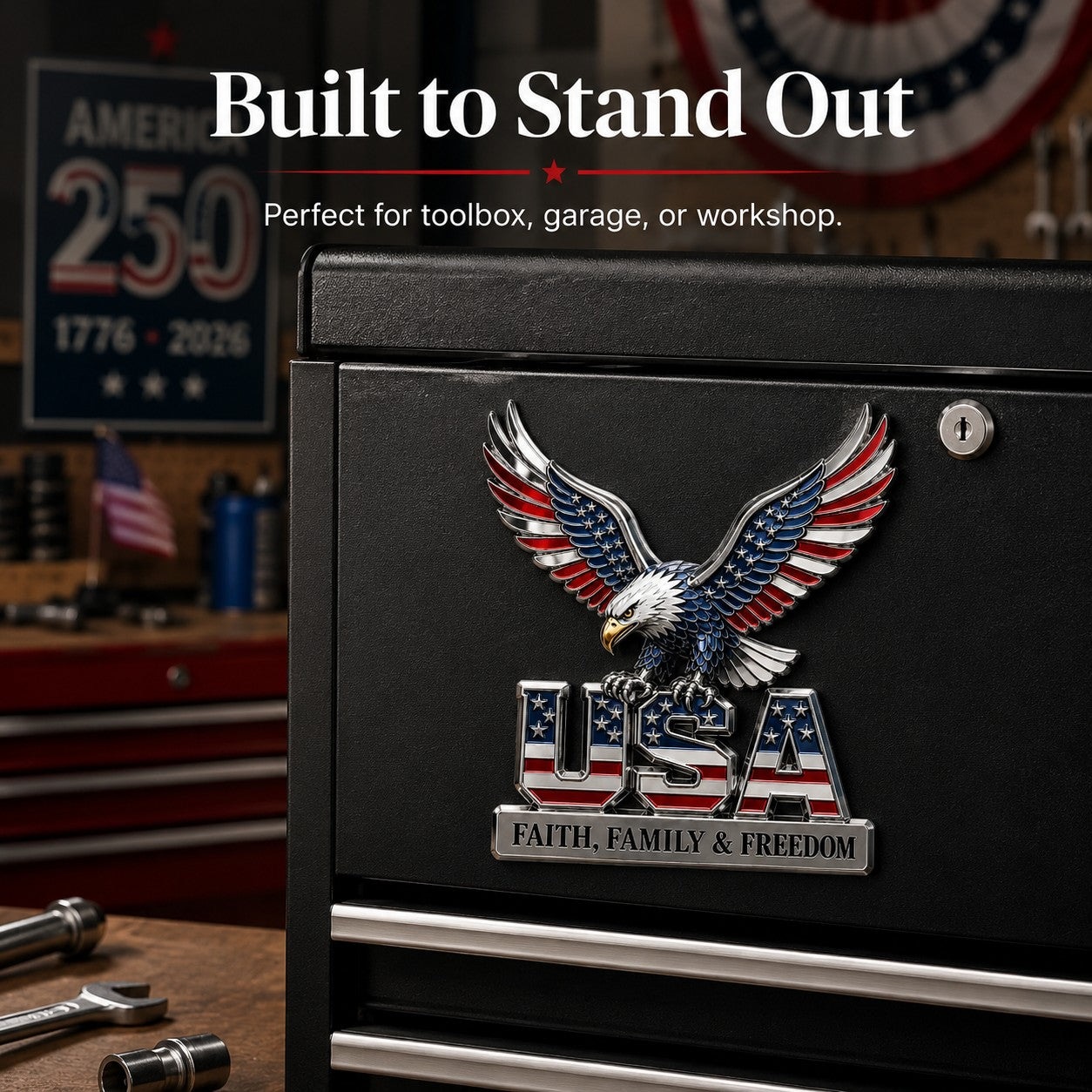 USA Faith, Family & Freedom Metal Emblem