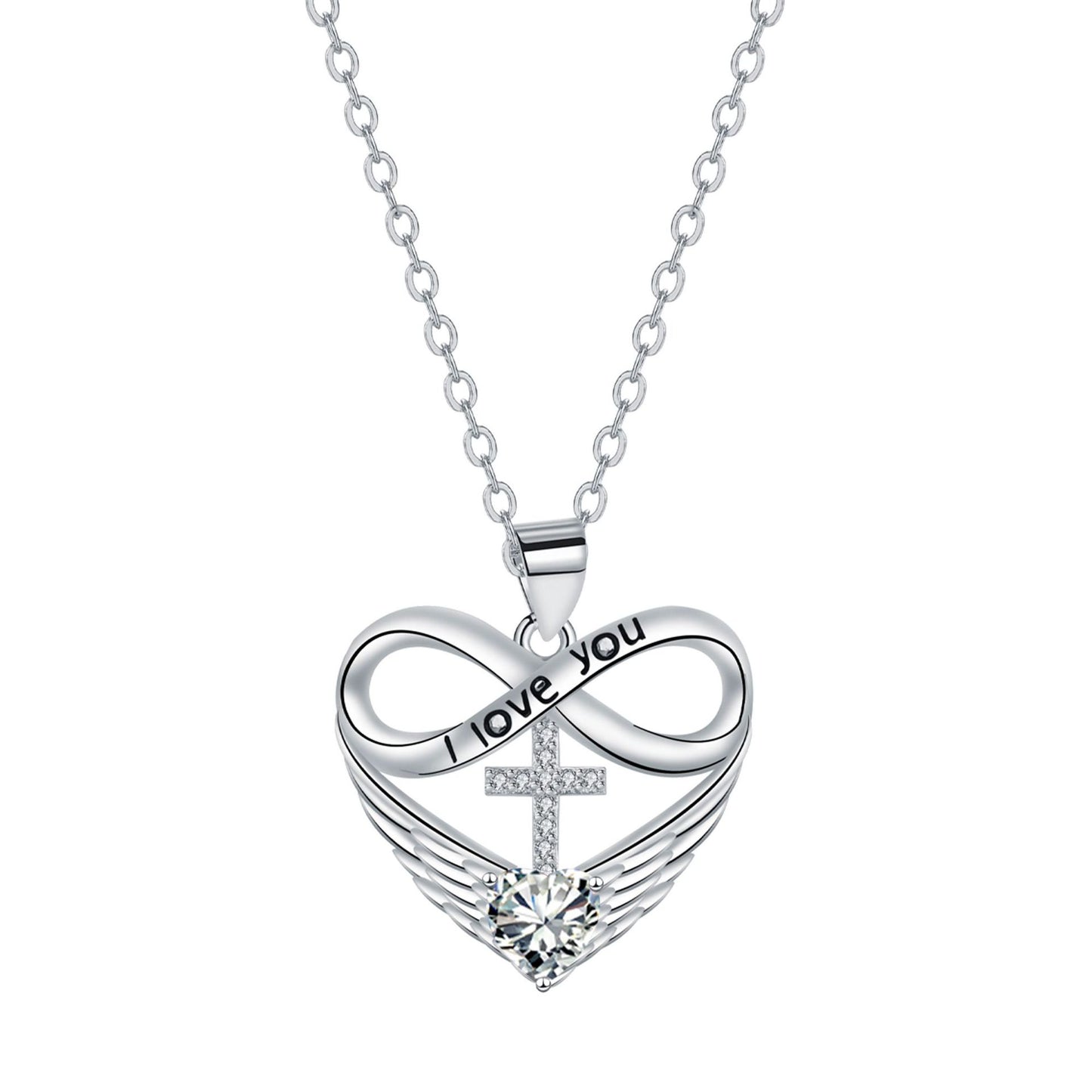 🎉 2026 Sale — Over 36,000 Sold! 💖 Infinity Heart Cross Necklace with Wing Pendant – Faith & Eternal Love ✨