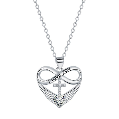 🎉 2026 Sale — Over 36,000 Sold! 💖 Infinity Heart Cross Necklace with Wing Pendant – Faith & Eternal Love ✨