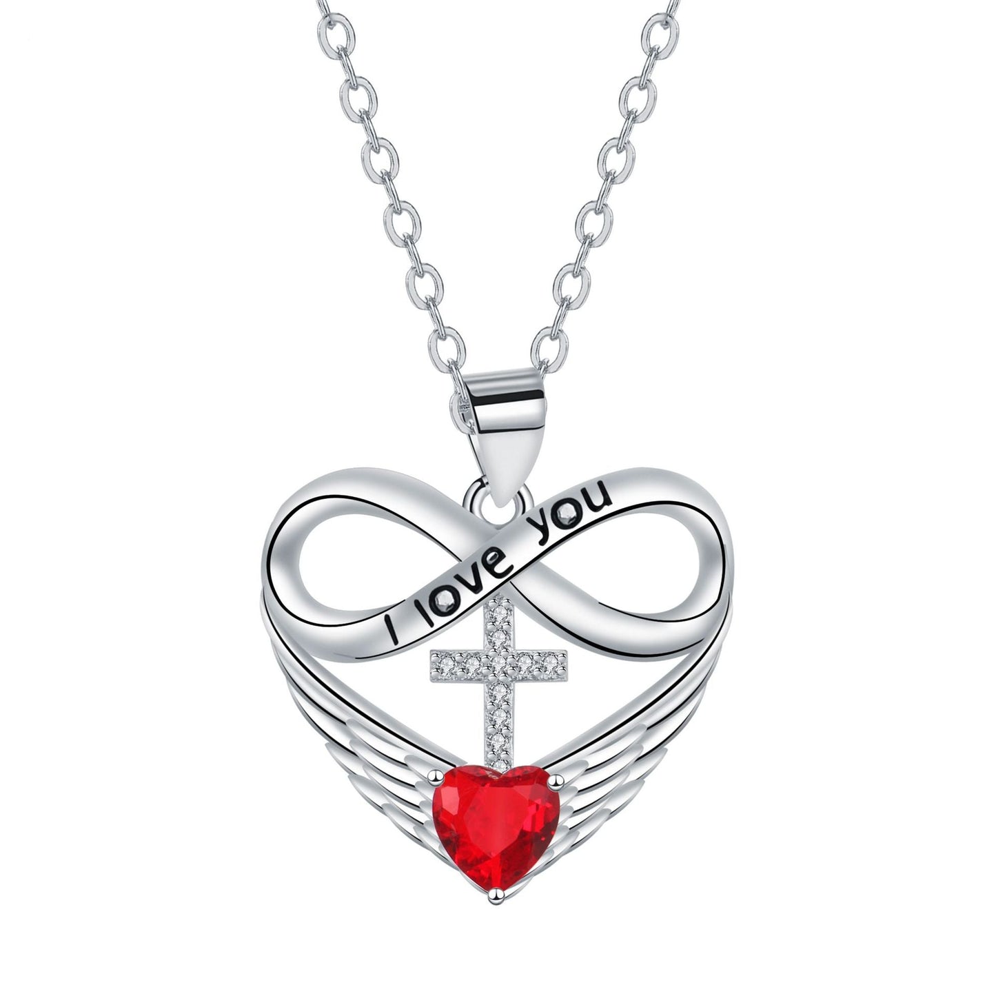 🎉 2026 Sale — Over 36,000 Sold! 💖 Infinity Heart Cross Necklace with Wing Pendant – Faith & Eternal Love ✨