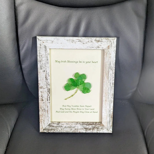 Sea Glass Art, May Irish Blessings be in you Heart