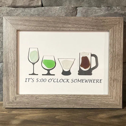 Sea Glass Bar Art It's 5:00 O'Clock Somewhere