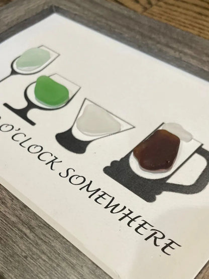 Sea Glass Bar Art It's 5:00 O'Clock Somewhere