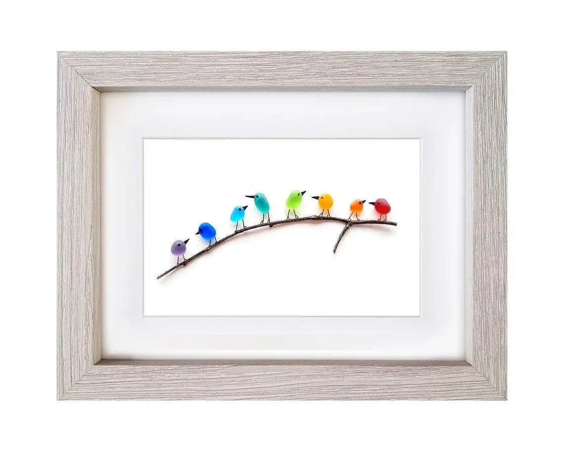 Sea Glass Rainbow Birds - A Truly Unique Handmade Artwork