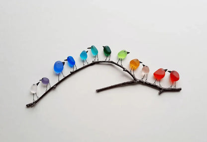 Sea Glass Rainbow Birds - A Truly Unique Handmade Artwork