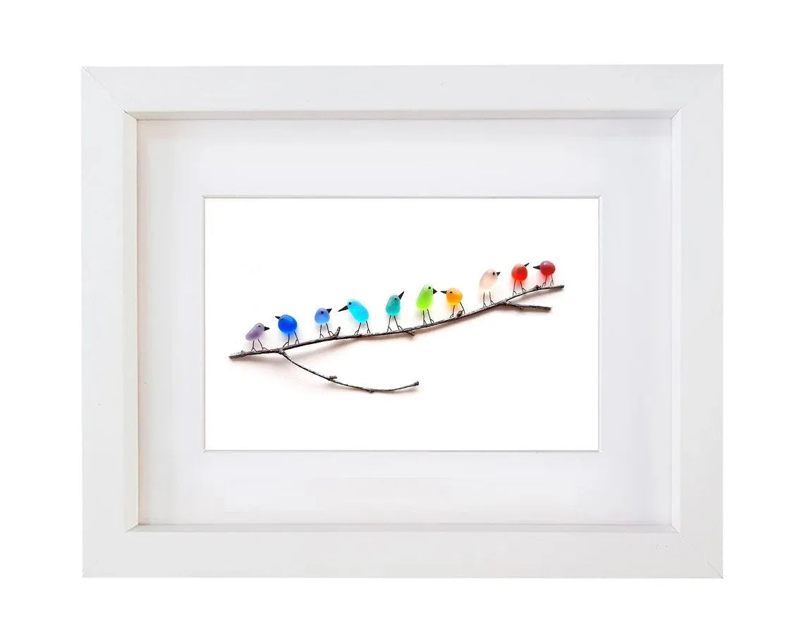 Sea Glass Rainbow Birds - A Truly Unique Handmade Artwork
