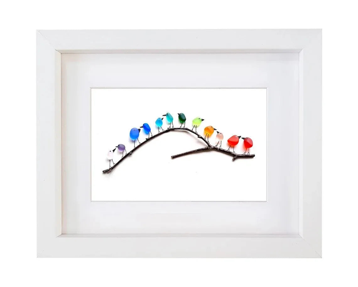 Sea Glass Rainbow Birds - A Truly Unique Handmade Artwork
