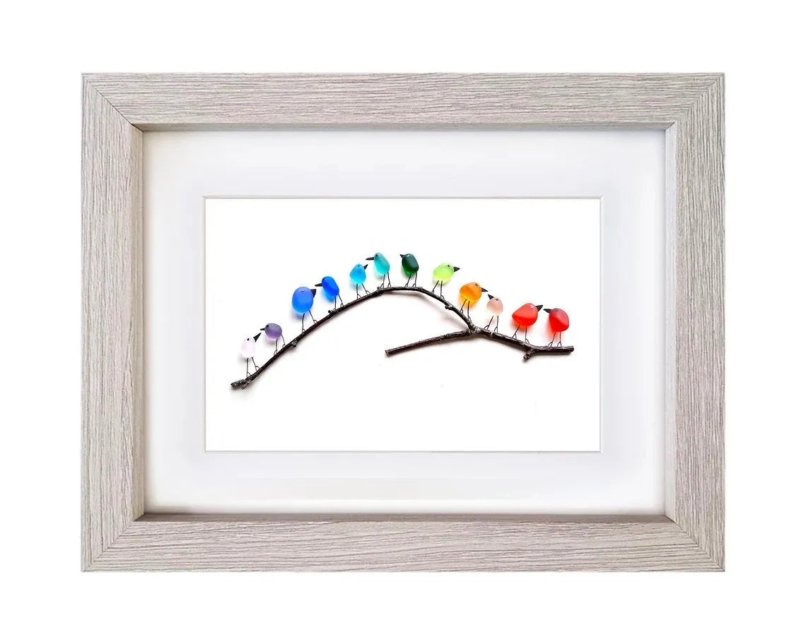 Sea Glass Rainbow Birds - A Truly Unique Handmade Artwork