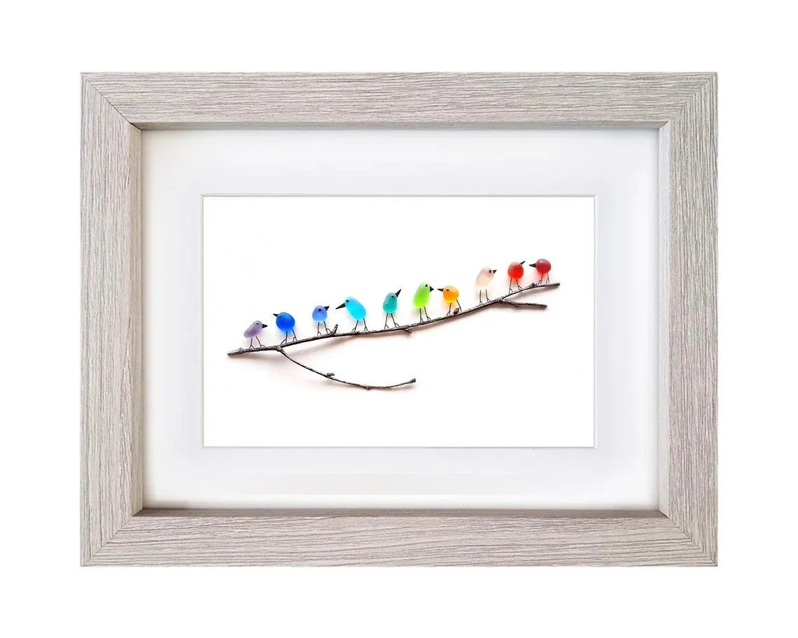 Sea Glass Rainbow Birds - A Truly Unique Handmade Artwork