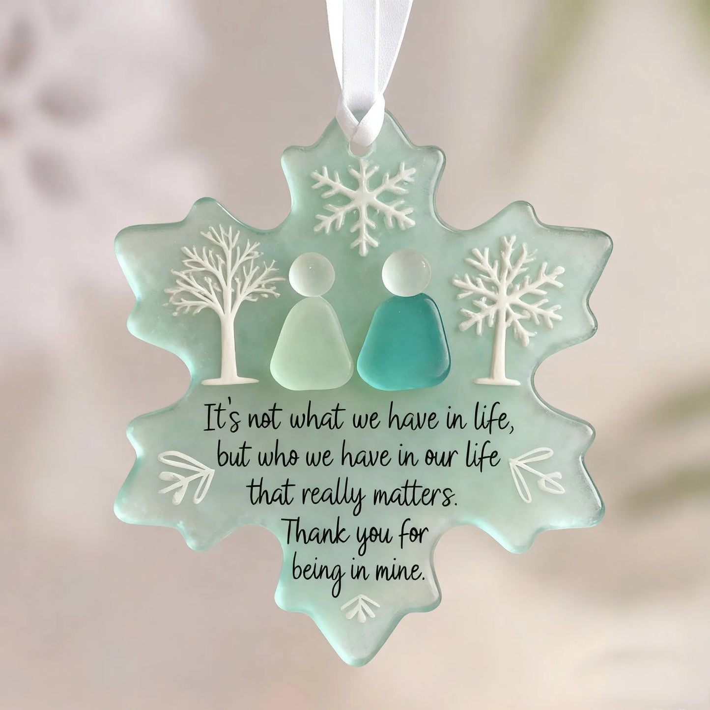 🌊Snowflake-Shaped Sea Glass Thank You Keepsake❄✨ Shaped by Nature & Crafted by Hand!