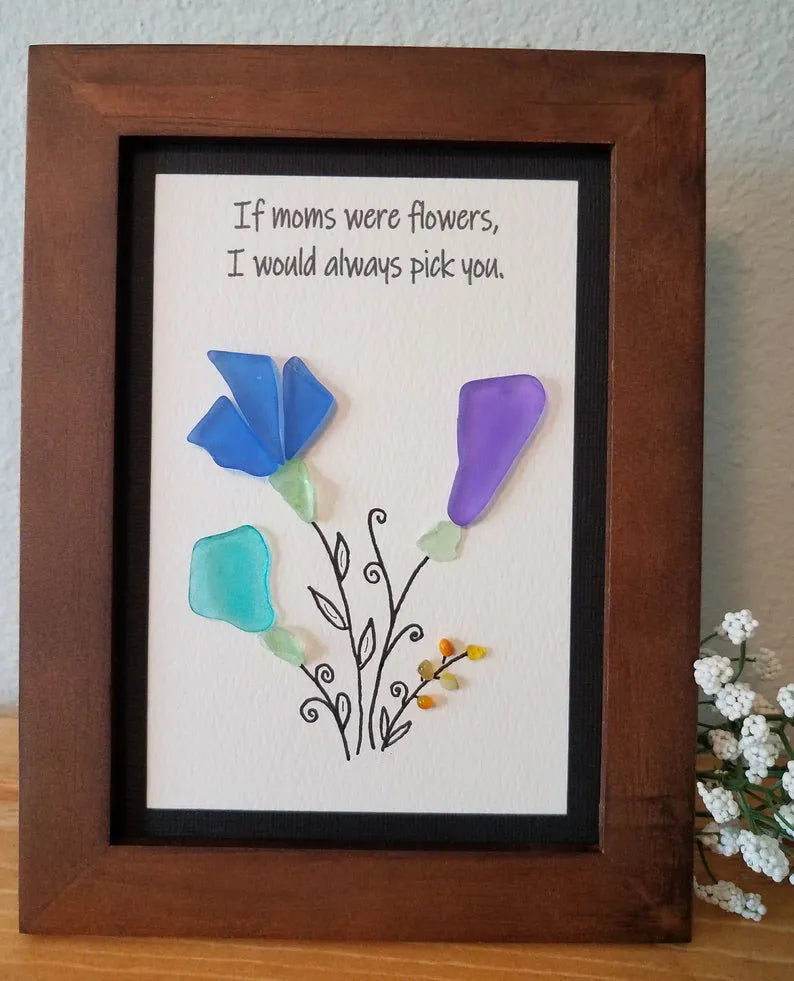 Handmade Sea Glass Flower Art
