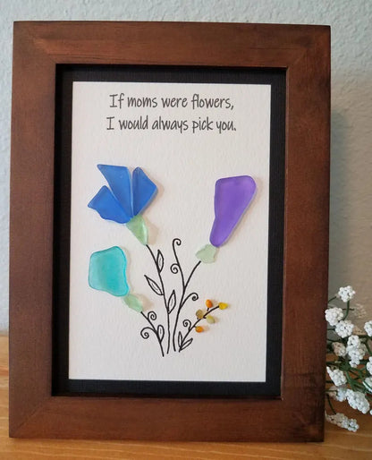 Handmade Sea Glass Flower Art