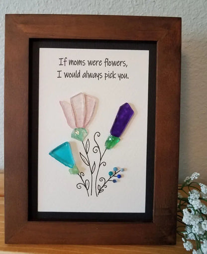 Handmade Sea Glass Flower Art