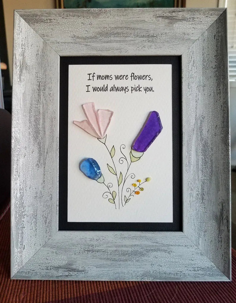 Handmade Sea Glass Flower Art