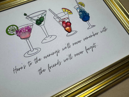 Cocktail Sea Glass Framed Art