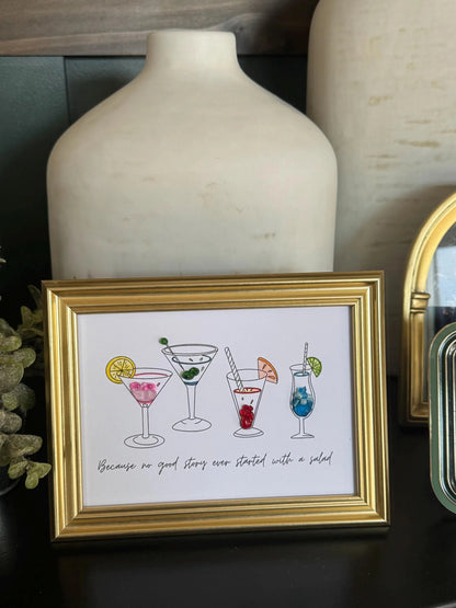Cocktail Sea Glass Framed Art
