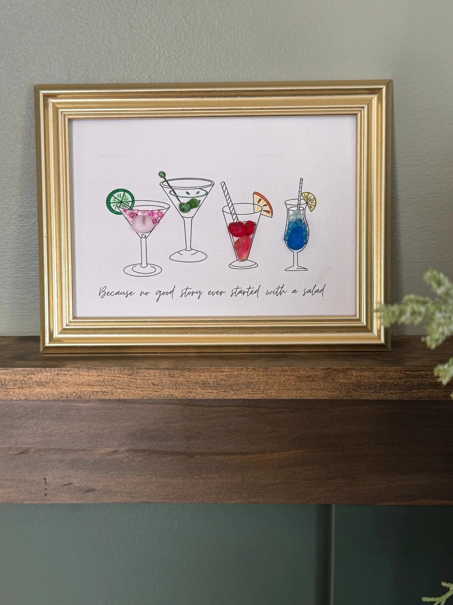 Cocktail Sea Glass Framed Art