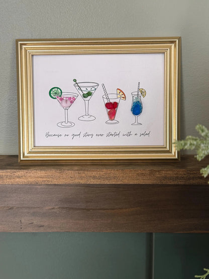 Cocktail Sea Glass Framed Art