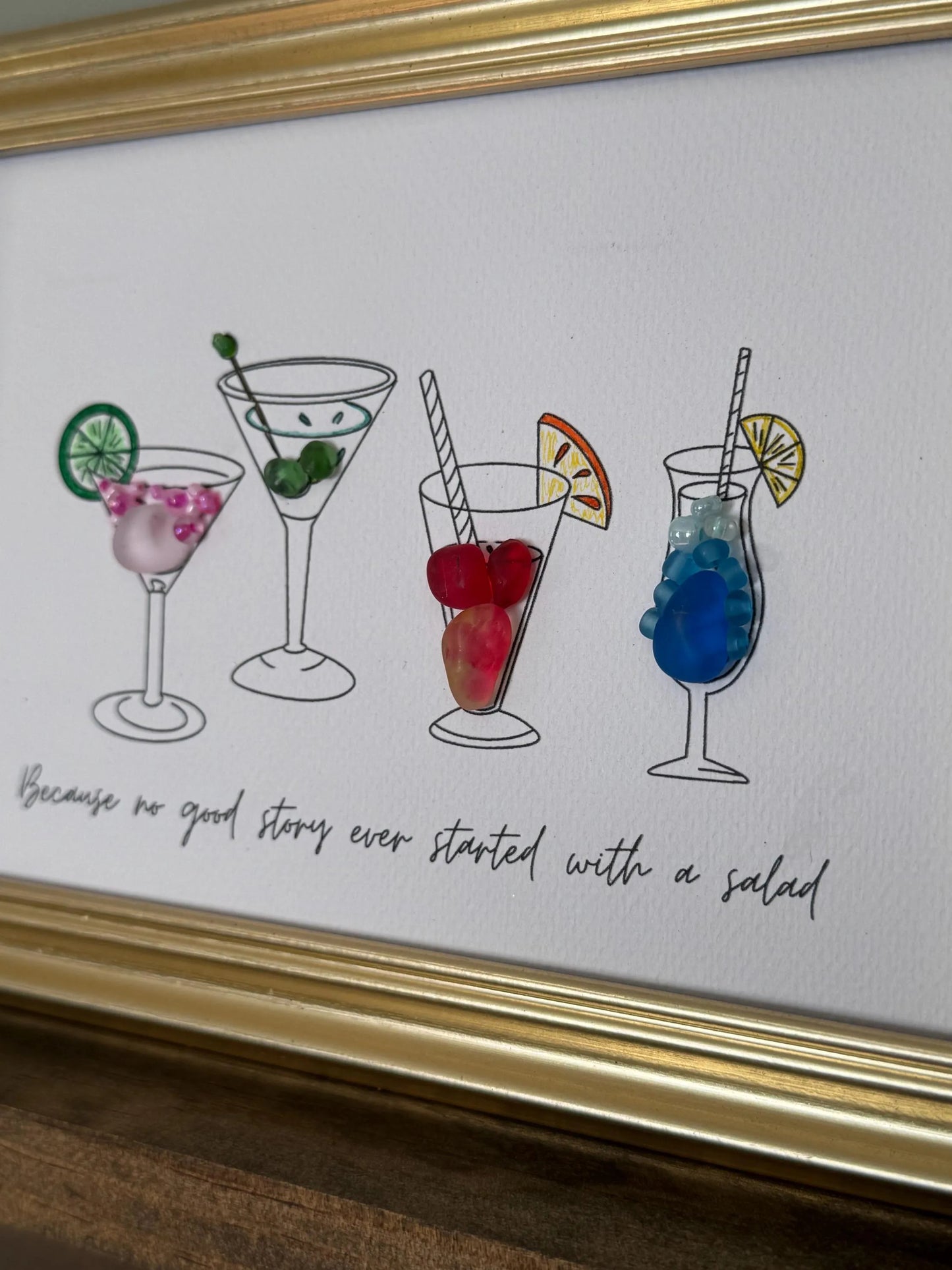 Cocktail Sea Glass Framed Art