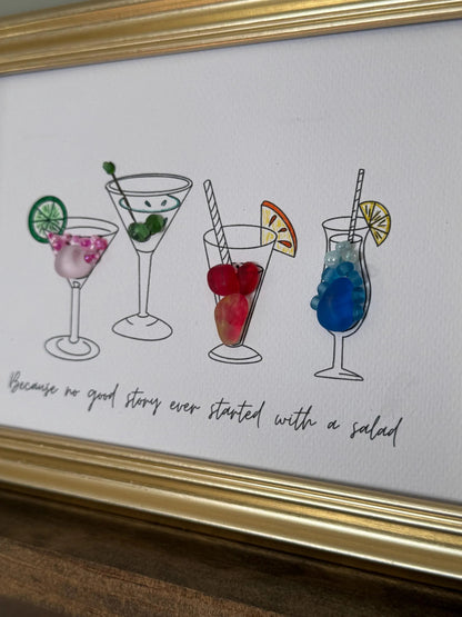 Cocktail Sea Glass Framed Art