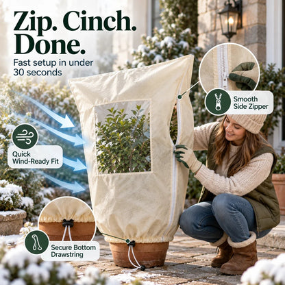 Winter Frost Protection Plant Cover with Zipper & Clear Window ❄️🌿