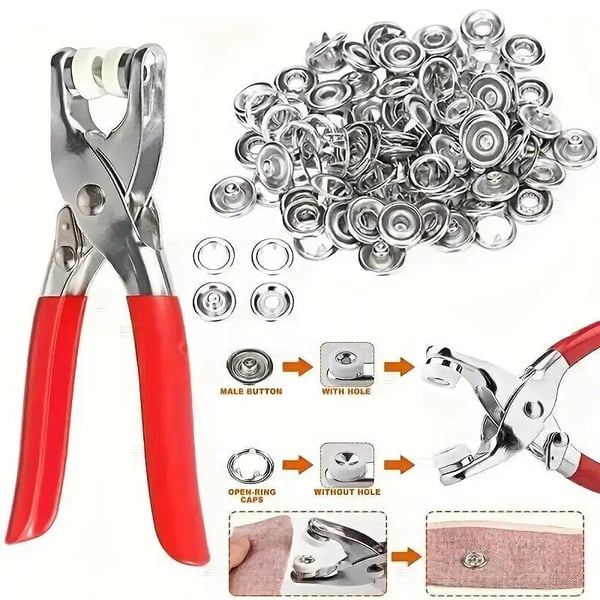 100pcs Invisible Buckles + Pliers DIY Sewing Kit