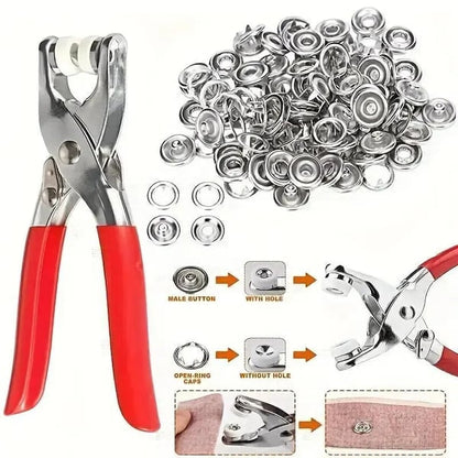 100pcs Invisible Buckles + Pliers DIY Sewing Kit