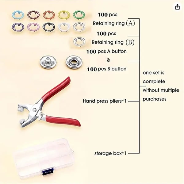 100pcs Invisible Buckles + Pliers DIY Sewing Kit