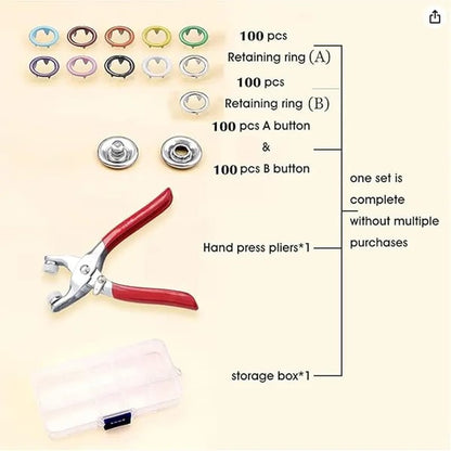 100pcs Invisible Buckles + Pliers DIY Sewing Kit