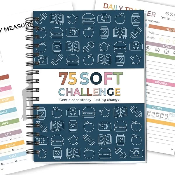 🔥HOT SALE🔥📗75 Soft Challenge Journal For Women | The Gentle Habit Tracker That Helps You Finish What You Start