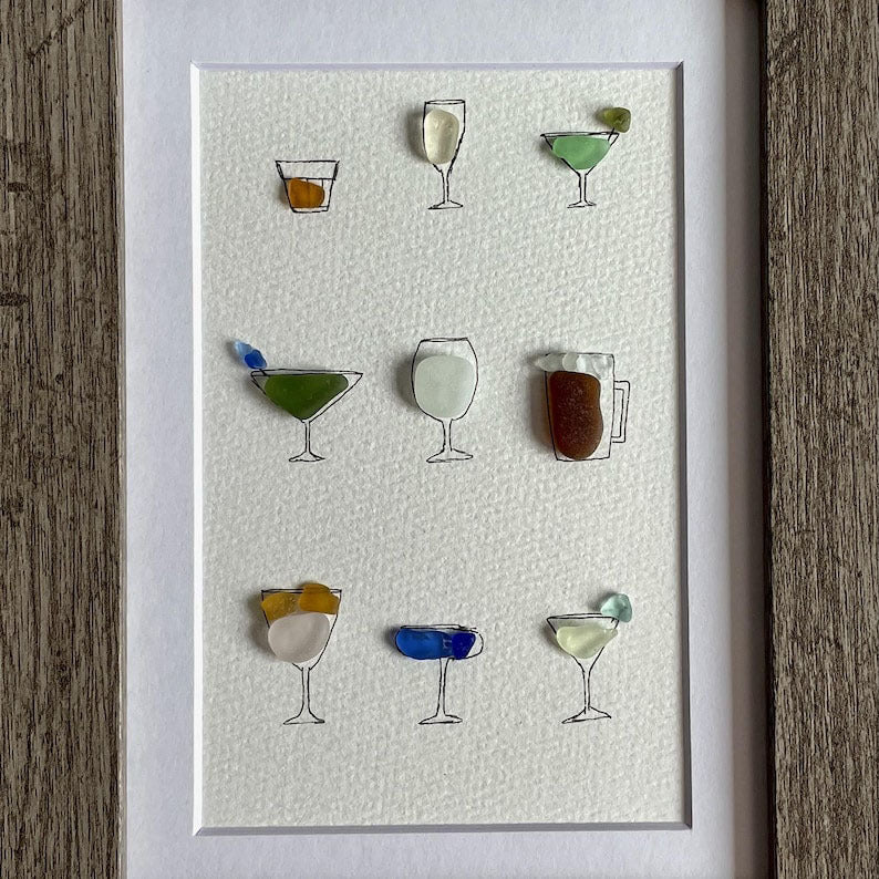 Cocktail Theme Sea Glass Art