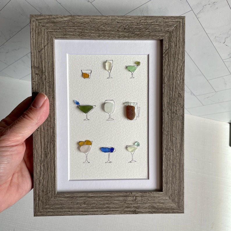 Cocktail Theme Sea Glass Art