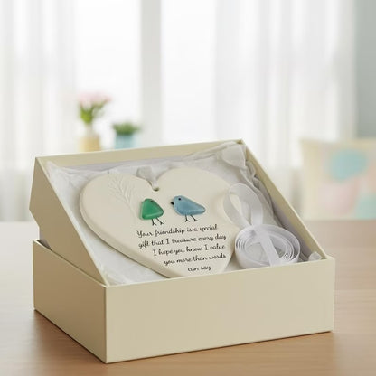 Heart Sea Glass Friendship Ornament
