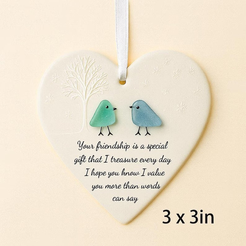 Heart Sea Glass Friendship Ornament