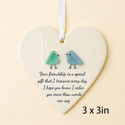 Heart Sea Glass Friendship Ornament