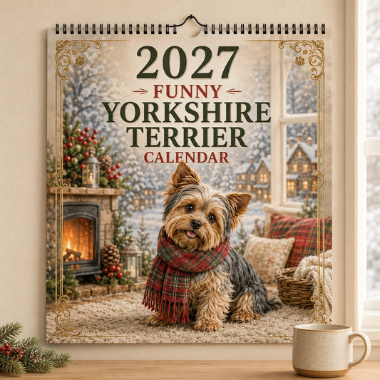 2027 Funny Yorkshire Terrier Wall Calendar | A4 Hanging Calendar