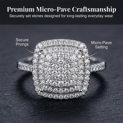 Brilliant Double Halo Square Ring for Women