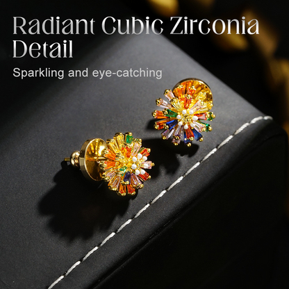 ✨ LIMITED-TIME 50% OFF! ✨ Colorful Firework Stud Earrings – Cubic Zirconia, 18K Plated, Festive 🎆