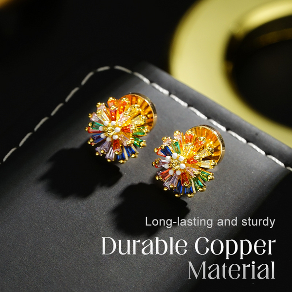 ✨ LIMITED-TIME 50% OFF! ✨ Colorful Firework Stud Earrings – Cubic Zirconia, 18K Plated, Festive 🎆