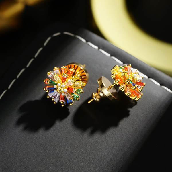 ✨ LIMITED-TIME 50% OFF! ✨ Colorful Firework Stud Earrings – Cubic Zirconia, 18K Plated, Festive 🎆