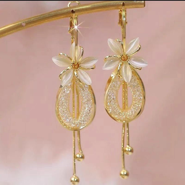 📢📢39% OFF !! ⏰Elegant Flower Tassel Dangle Earrings