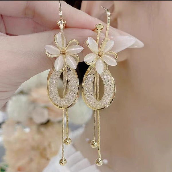 📢📢39% OFF !! ⏰Elegant Flower Tassel Dangle Earrings