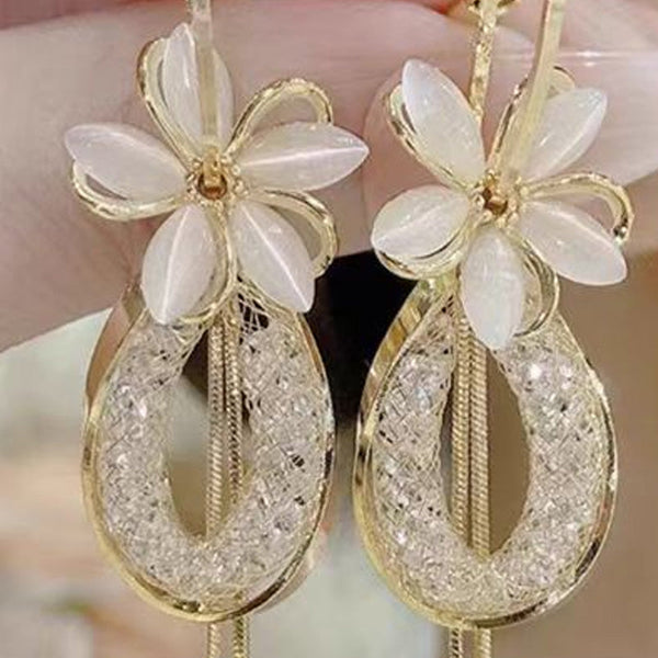 📢📢39% OFF !! ⏰Elegant Flower Tassel Dangle Earrings