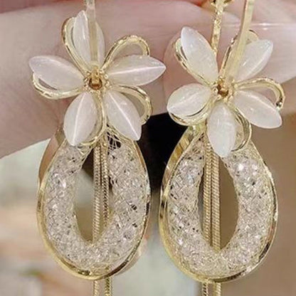 📢📢39% OFF !! ⏰Elegant Flower Tassel Dangle Earrings
