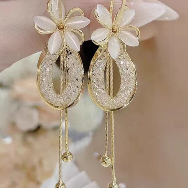 📢📢39% OFF !! ⏰Elegant Flower Tassel Dangle Earrings
