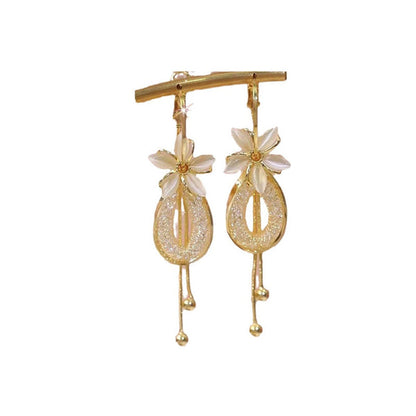 📢📢39% OFF !! ⏰Elegant Flower Tassel Dangle Earrings