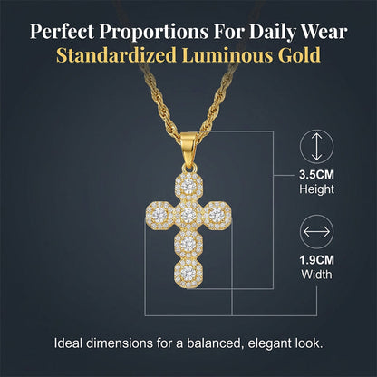 Copper Inlaid Zircon Cross Charm Pendant