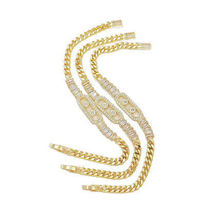 Women's Gold-Tone Cubic Zirconia Chain Bracelet