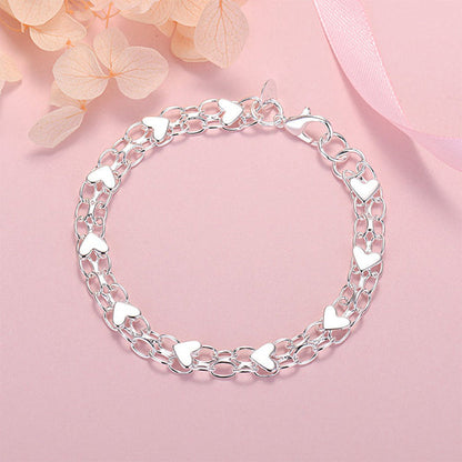 📢Buy 1 Get 1 Free⏰Double Chain Heart Charm Bracelet
